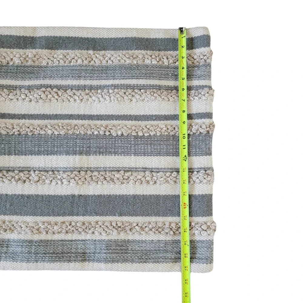 Magnolia Home Pillow Cover‎ Striped Wool Blend Nubby Neutral Boho Joanna Gaines